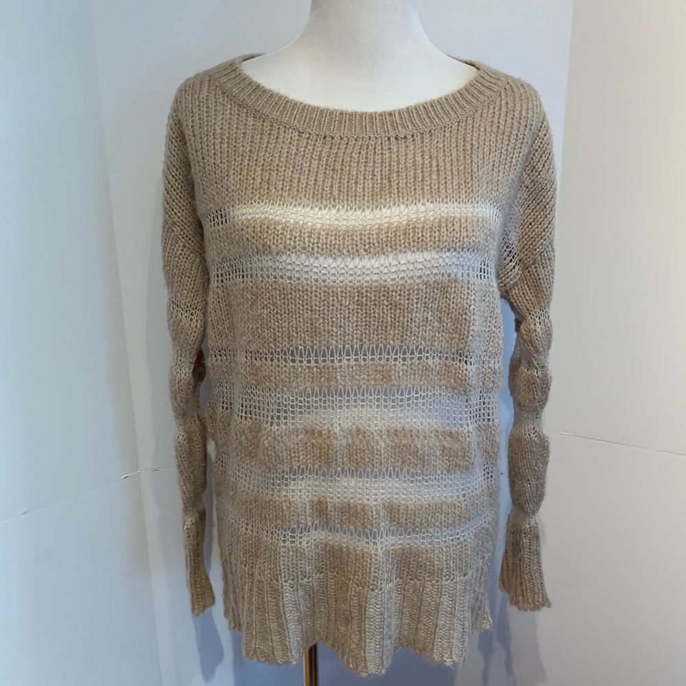 TROUVE tan stripe sweater small beachy